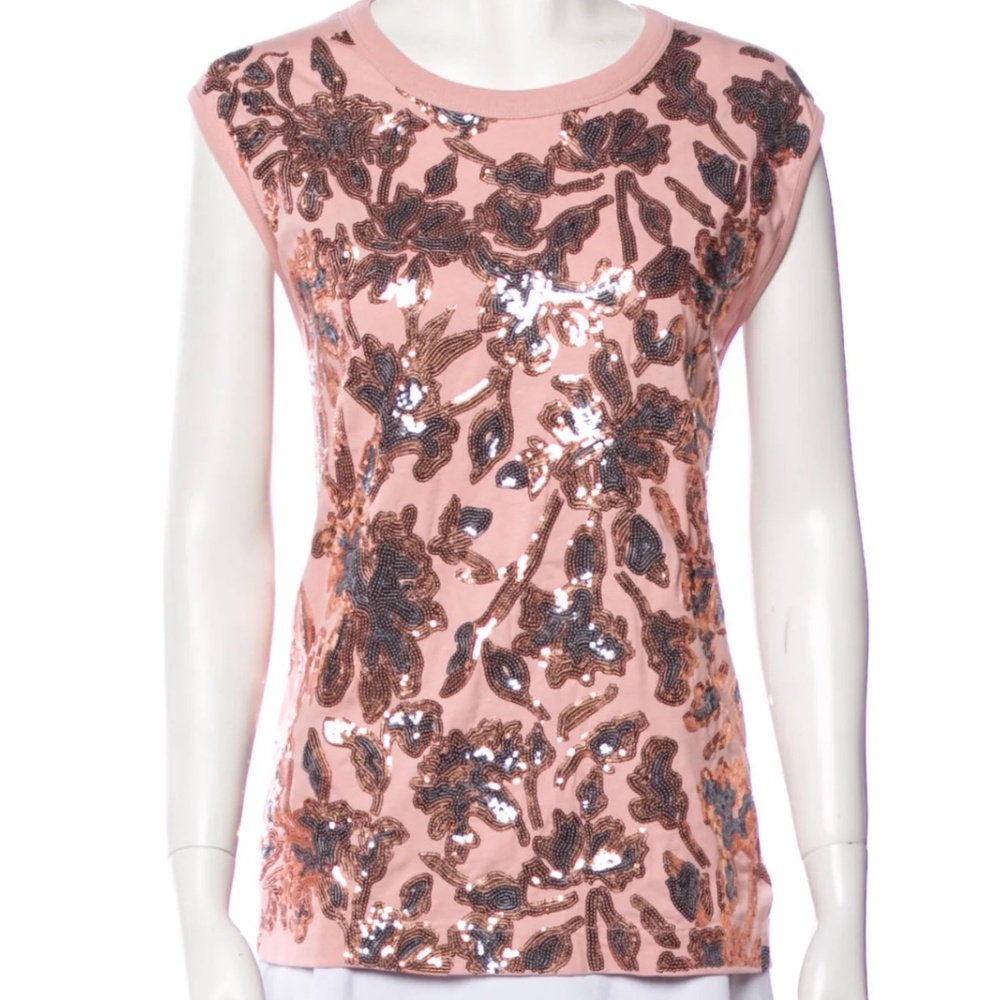 Dries Van Noten Pink and Blue Sequin Tank Sleeveless Top Shirt